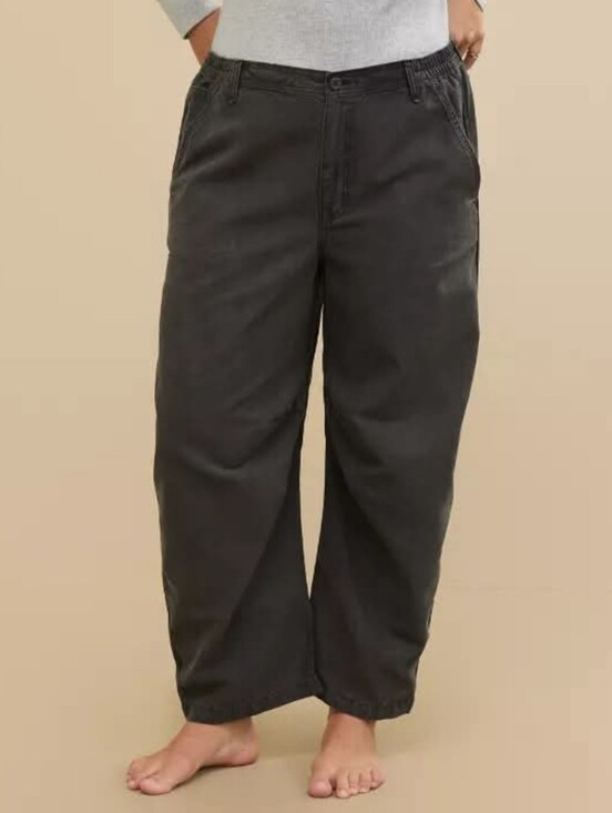 aerie Pants - Aerie Barrel Leg Pants In Charcoal Size Medium